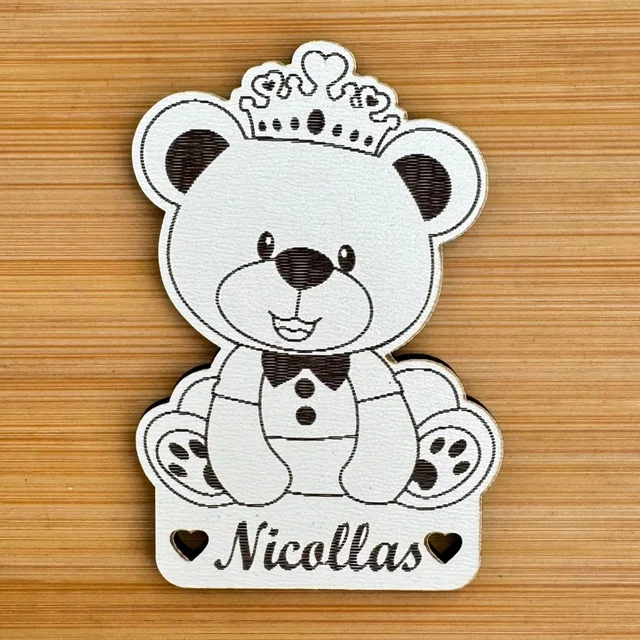 Kit Imãs de Geladeira Ursinho Príncipe em MDF | Lembrancinha Chá de Bebê e Aniversário