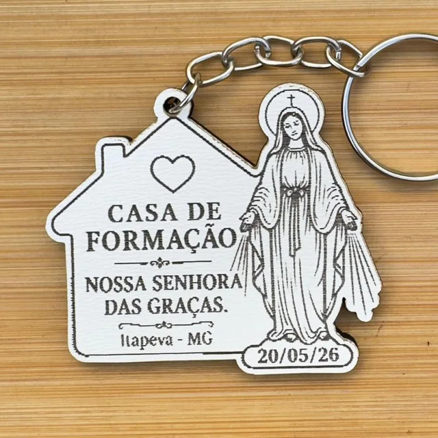 Kit Chaveiros Nossa Senhora das Graças MDF Personalizado Igreja Evento Religioso