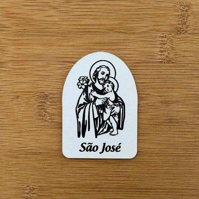 Kit Imãs Religiosos São José Personalizado MDF Lembrancinha Católica Batizado Igreja Festa
