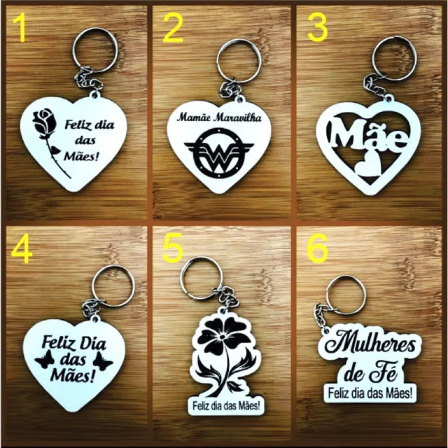 Kit Chaveiros MDF - Lembrancinha Dia das Mães Lembrancinha MDF Lembranças Dia das Mães