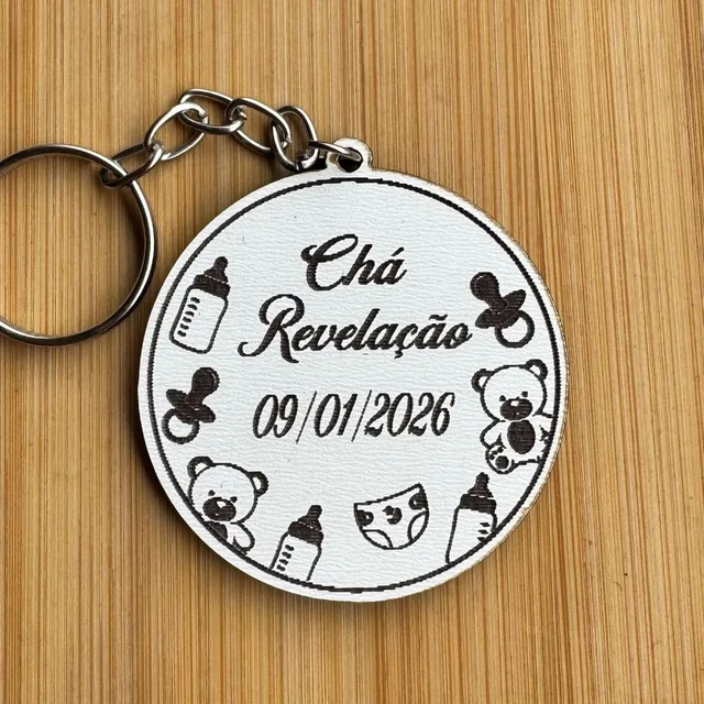 Kit Chaveiros Chá Revelação 2026 MDF Lembrancinha Personalizada