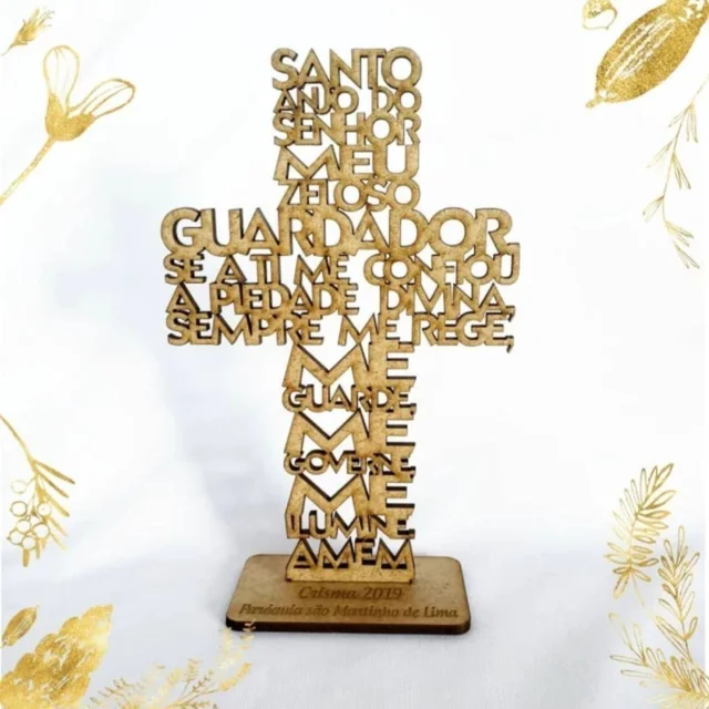 Kit Cruz Santo Anjo para Lembrancinha Religiosa - Primeira Eucaristia, Crisma e Eventos.