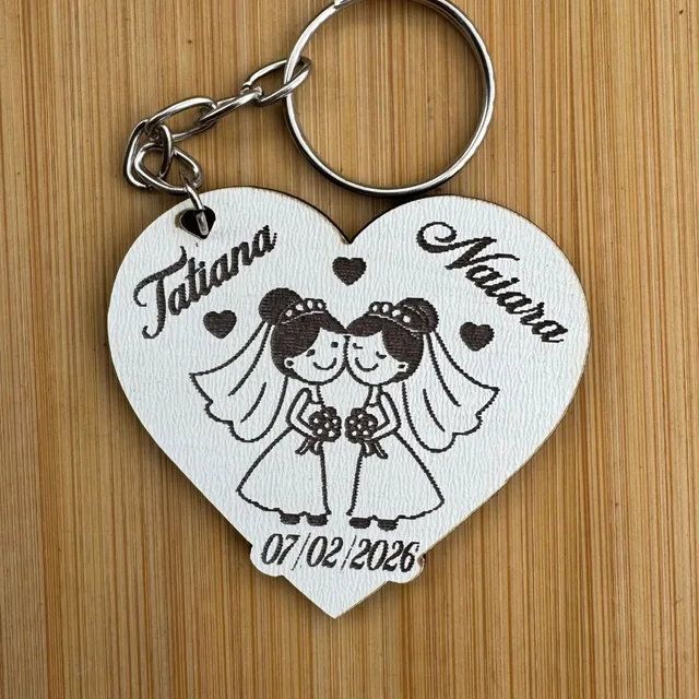 Kit Chaveiros Casamento Duas Noivas MDF Personalizado Lembrancinha
