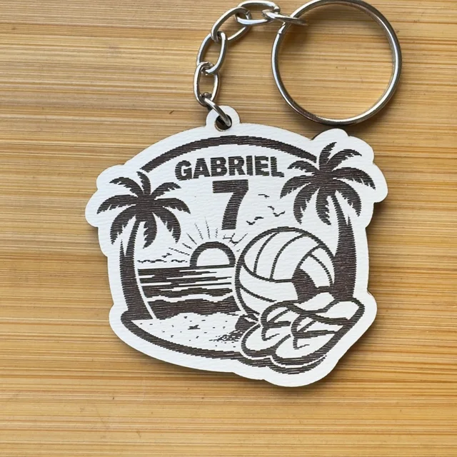 Kit Chaveiros Vôlei Praia Personalizado Nome Idade MDF Aniversário Infantil