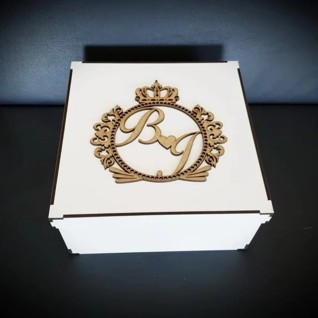 Caixa MDF Personalizada Casamento | Padrinhos | Lembrancinha Elegante 15x15x5cm