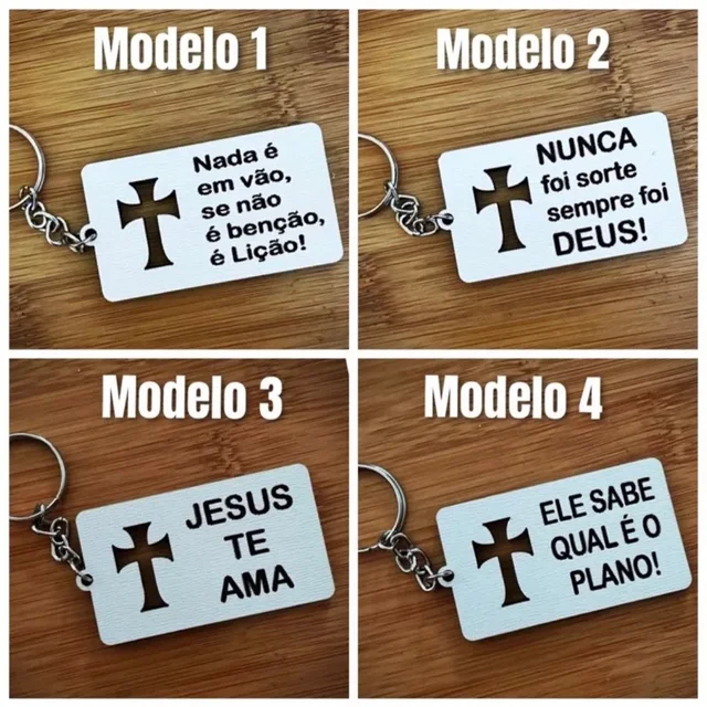 Kit Chaveiros MDF Frase Bíblica - Lembrancinha Religiosa
