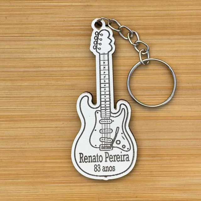 Kit Chaveiros Guitarra Personalizado Nome Idade MDF Música Aniversário