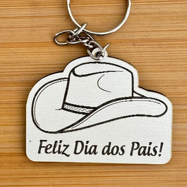 Kit Chaveiros Personalizados MDF Chapéu Cowboy – Lembrancinha Dia dos Pais