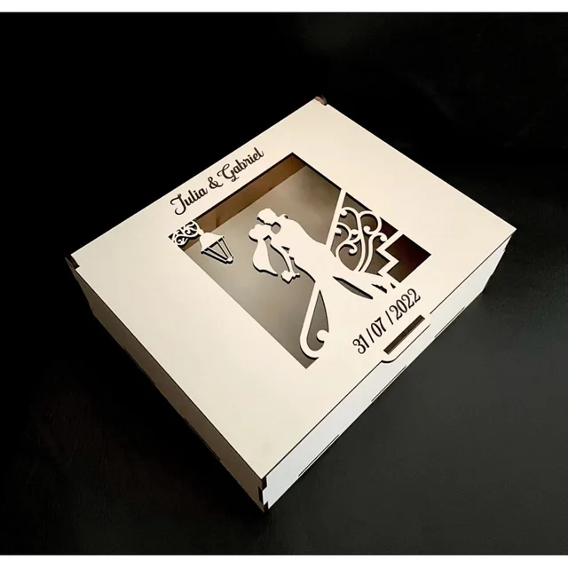 Caixa MDF Personalizada Casamento | Padrinhos | Lembrancinha Elegante 15x15x5cm