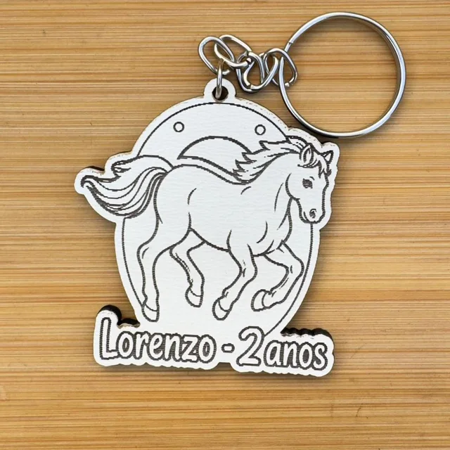 Kit Chaveiros Cavalo Personalizado Nome Idade MDF Aniversário Infantil