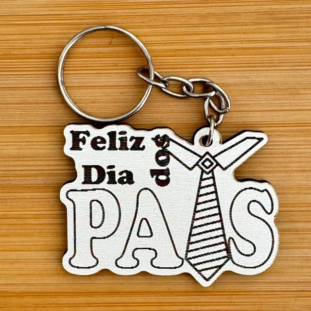 Kit Chaveiros Personalizados MDF Feliz Dia dos Pais Gravata – Lembrancinha Dia dos Pais