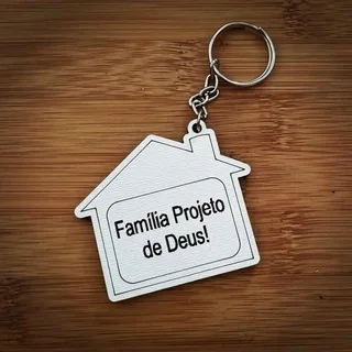 Kit Chaveiros MDF Casa - Lembrancinha Religiosa com Frase Bíblica