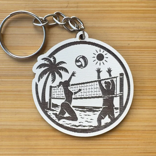 Kit Chaveiros Vôlei de Praia MDF Personalizado Nome Idade Festa Evento