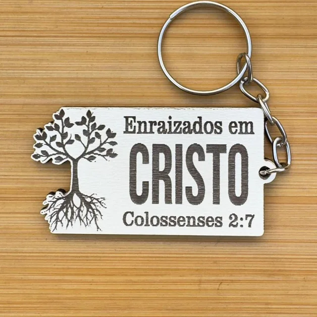 Kit Chaveiros Arvore Religioso Enraizados em Cristo MDF