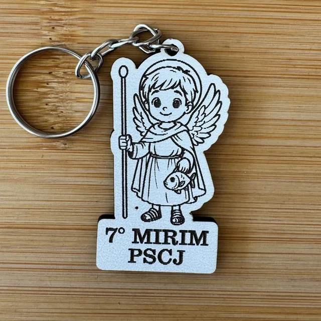 Kit Chaveiro São Miguel Arcanjo em MDF Personalizado | Lembrancinha Religiosa para Igreja