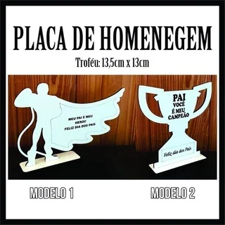 Kit Placa de Homenagem - Lembrancinha Dia dos Pais em MDF