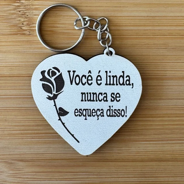 Kit Chaveiros Coração Personalizados MDF Frase Motivacional Presente Feminino