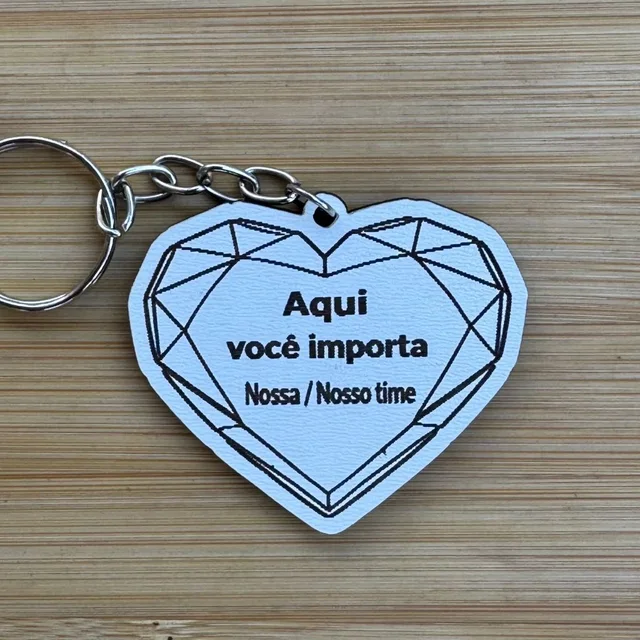 Kit Chaveiros Personalizados MDF Coração Diamante – Lembrancinha Corporativa para Empresas e Equipes