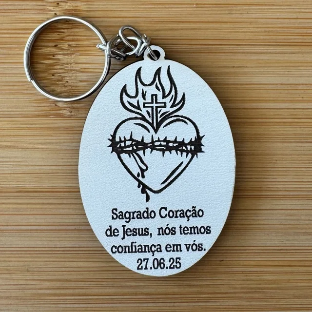 Kit Chaveiros Sagrado Coração de Jesus Personalizados MDF Evento Católico Devoção