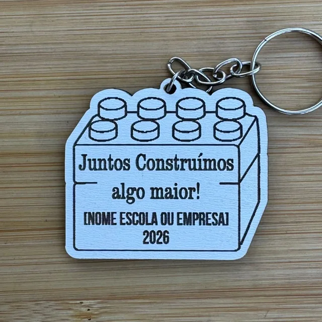 Kit Chaveiros Personalizados MDF Peça Lembrancinha Juntos Construímos Escola Empresa