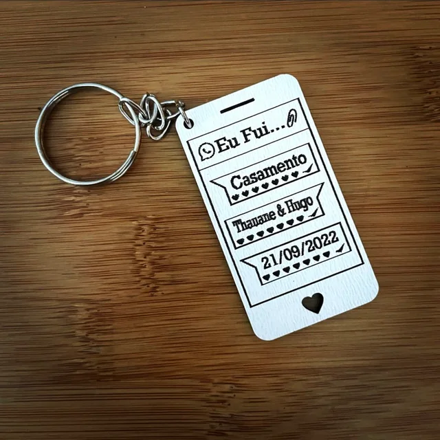 Kit Chaveiros MDF Iphone Nomes Casal - Lembrancinhas de Casamento
