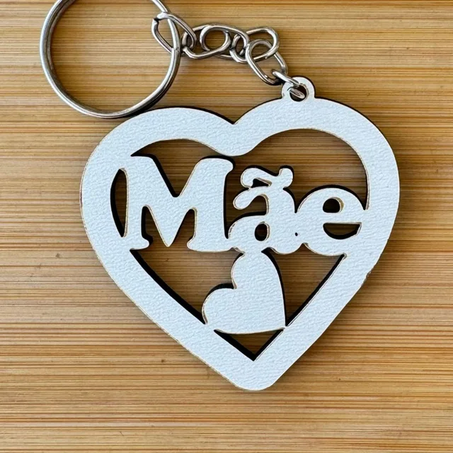 Kit Chaveiros Personalizados MDF Coração Mãe – Lembrancinha Dia das Mães